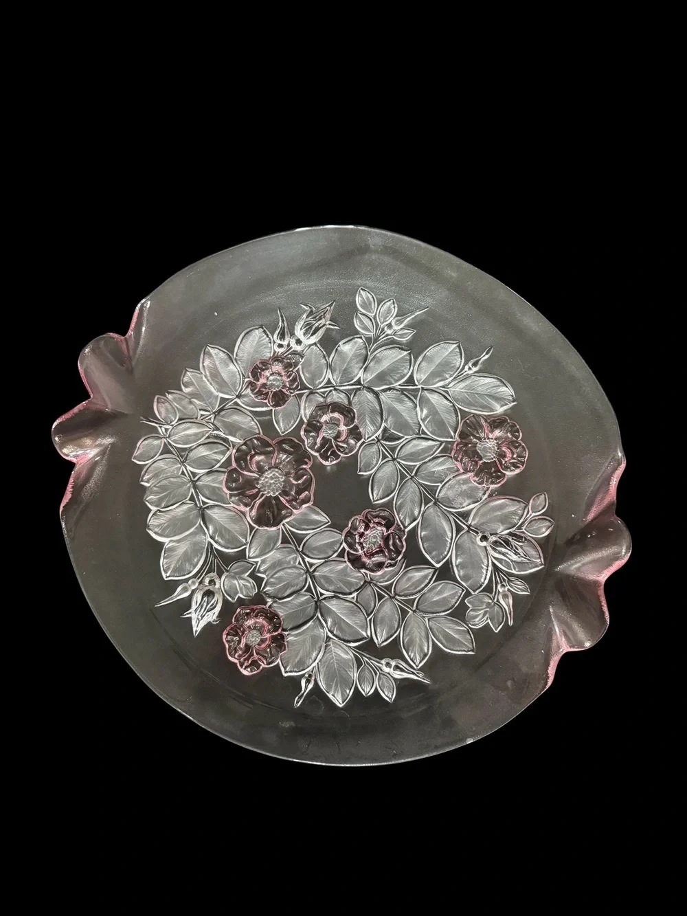 Set of 2 Mikasa Rosella Floral Glass Serving Plattters